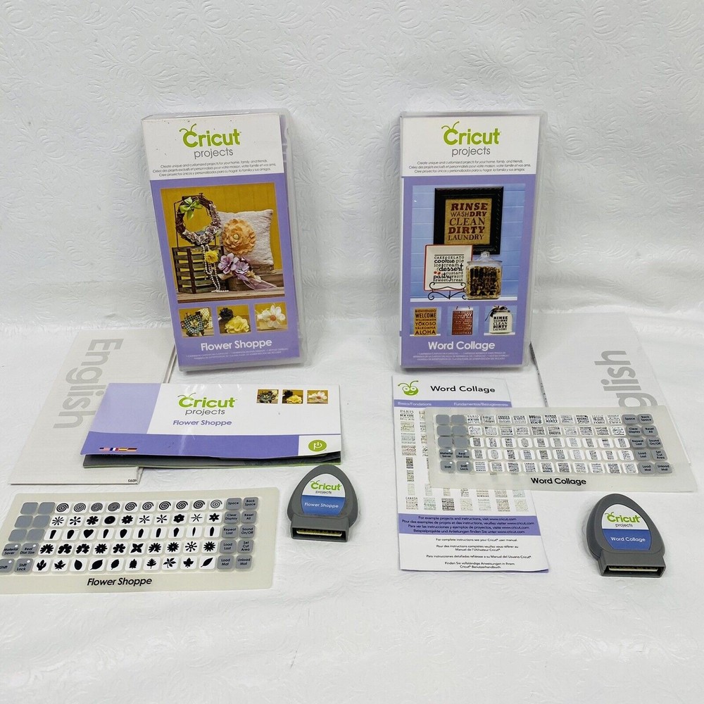 2 Cricut Projects Cartridges Flower Shoppe and Word Collage LINK STATUS UNKNOWN